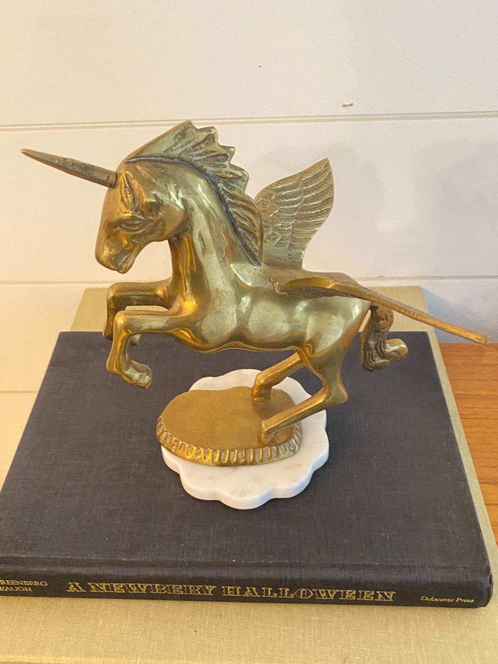 Vintage Solid Brass Winged Unicorn Pegasus Pegacorn Ethereal Mythical Creature - Picture 6 of 13